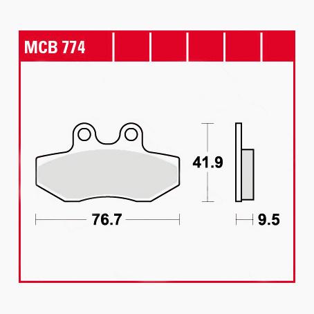 TRW Lucas Bremsbeläge organisch MCB774  76,7x41,9x9,5mm von TRW Lucas