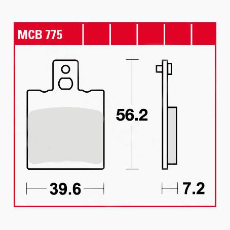 TRW Lucas Bremsbeläge organisch MCB775  39,6x56,2x7,2mm von TRW Lucas