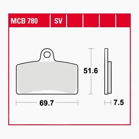 TRW Lucas Bremsbeläge organisch MCB780  69,7x51,6x7,5mm von TRW Lucas