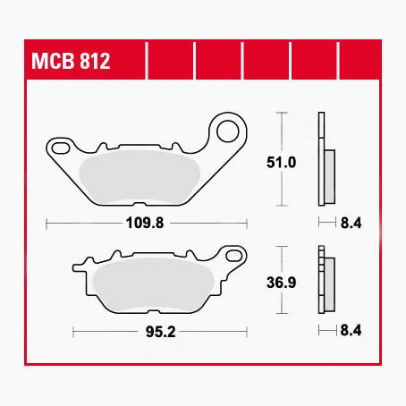 TRW Lucas Bremsbeläge organisch MCB812  109,8/95,2x51/36,9x8,4mm von TRW Lucas