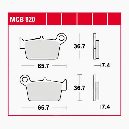 TRW Lucas Bremsbeläge organisch MCB820  65,7x36,7x7,4mm von TRW Lucas