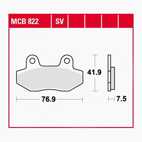 TRW Lucas Bremsbeläge organisch MCB822  76,9x41,9x7,5mm von TRW Lucas