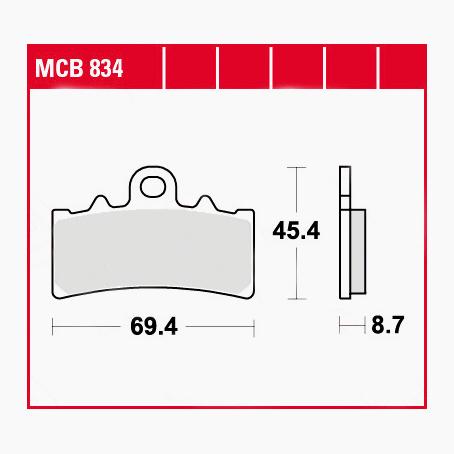 TRW Lucas Bremsbeläge organisch MCB834  69,4x45,4x8,7mm von TRW Lucas