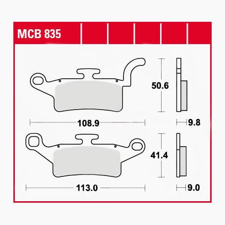 TRW Lucas Bremsbeläge organisch MCB835  108,9/113x50,6/41,4x9,8/9mm von TRW Lucas