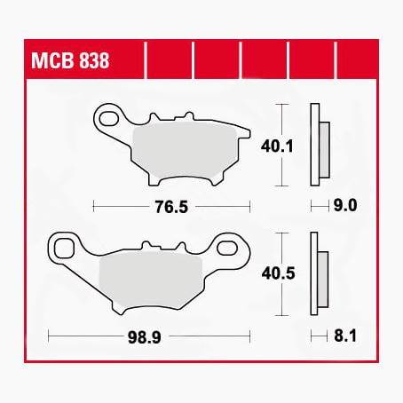 TRW Lucas Bremsbeläge organisch MCB838  76,5/98,9x40,1/40,5x9/8,1mm von TRW Lucas