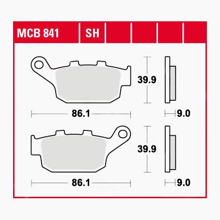 TRW Lucas Bremsbeläge organisch MCB841  86,1x39,9x9mm von TRW Lucas