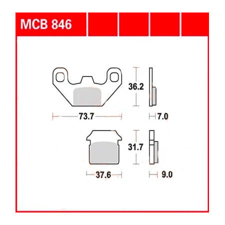 TRW Lucas Bremsbeläge organisch MCB846 73,7x36,2x7,0mm/37,6x31,7x9,0m von TRW Lucas