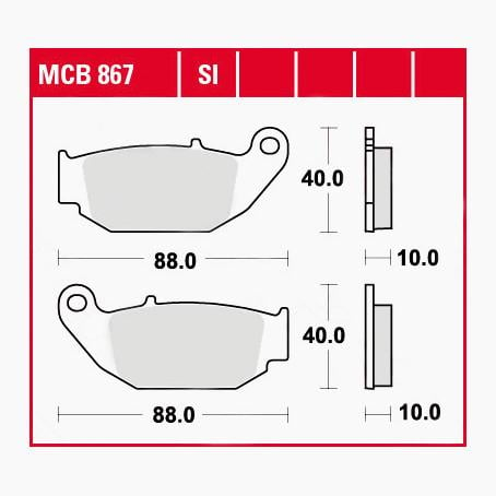 TRW Lucas Bremsbeläge organisch MCB867  88x40x10mm von TRW Lucas