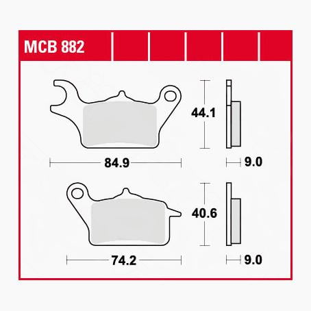 TRW Lucas Bremsbeläge organisch MCB882  84,9/74,2x44,1/40,6x9mm von TRW Lucas