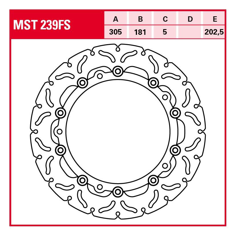 TRW Lucas Bremsscheibe RAC schwimmend MST239FS 305/181/202,5/5mm von TRW Lucas