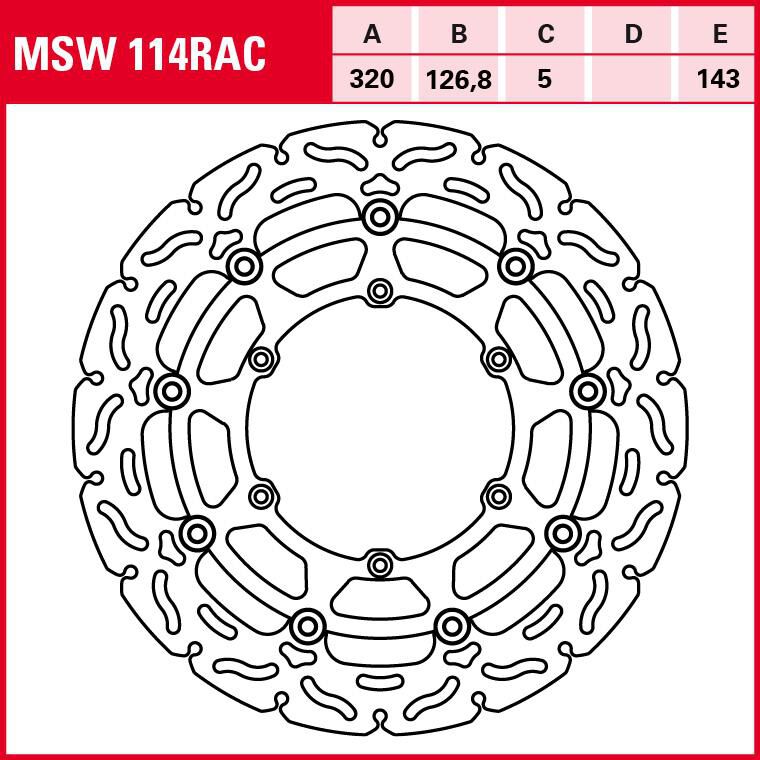 TRW Lucas Bremsscheibe RAC schwimmend MSW114RAC 320/126,8/143/5mm von TRW Lucas