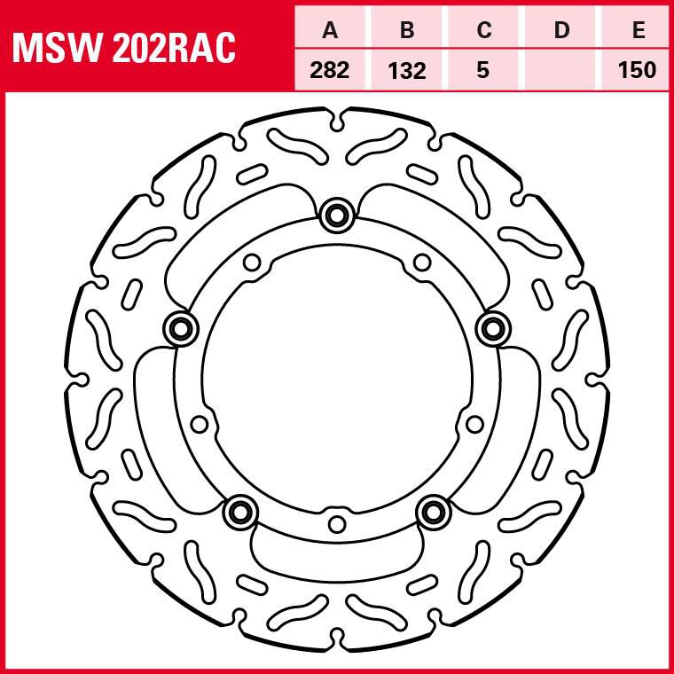 TRW Lucas Bremsscheibe RAC schwimmend MSW202RAC 282/132/150/5mm von TRW Lucas