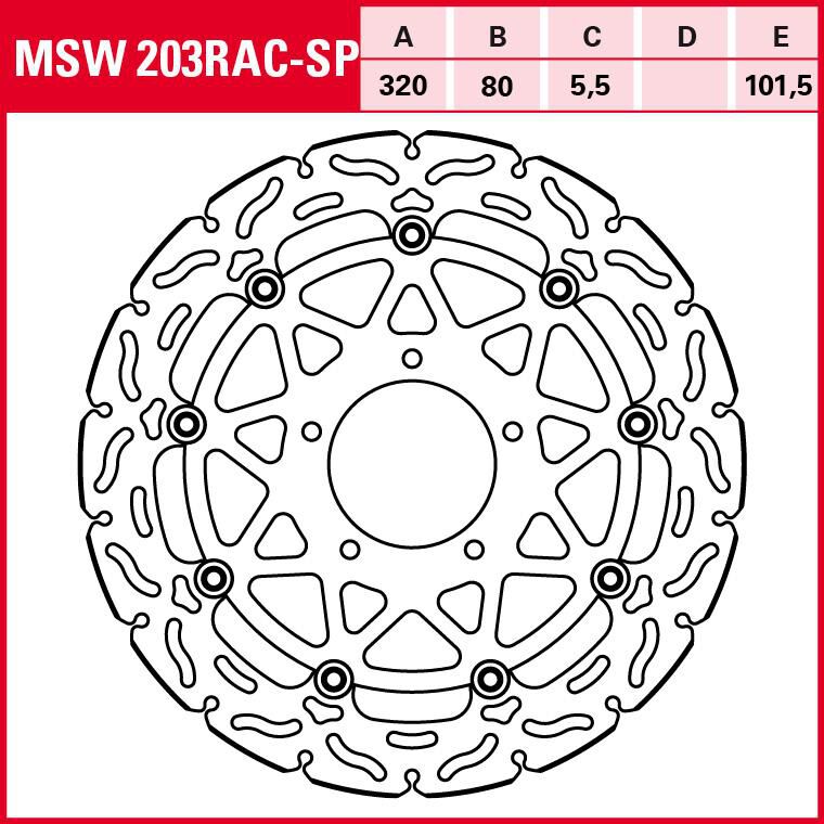 TRW Lucas Bremsscheibe RAC schwimmend MSW203RAC 320/80/101,5/5mm von TRW Lucas