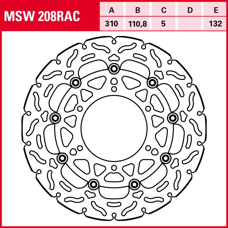 TRW Lucas Bremsscheibe RAC schwimmend MSW208RAC 310/110,8/132/5mm von TRW Lucas