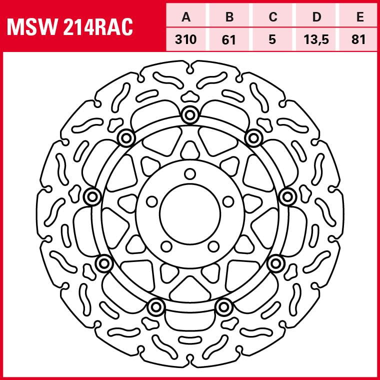 TRW Lucas Bremsscheibe RAC schwimmend MSW214RAC 310/61/81/5/13,5mm von TRW Lucas