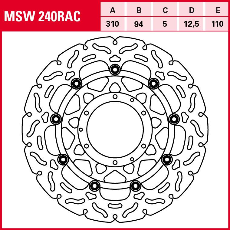 TRW Lucas Bremsscheibe RAC schwimmend MSW240RAC 310/94/110/5/12,5mm von TRW Lucas