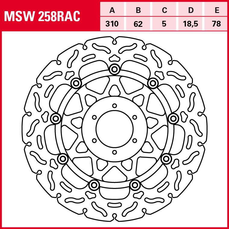 TRW Lucas Bremsscheibe RAC schwimmend MSW258RAC 310/62/78/5/18,5mm von TRW Lucas