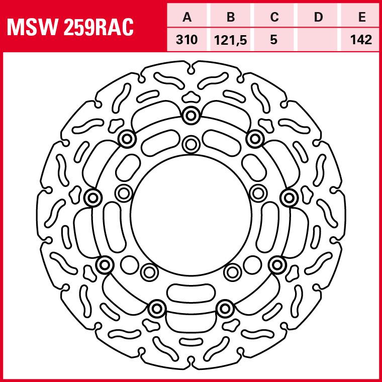 TRW Lucas Bremsscheibe RAC schwimmend MSW259RAC 310/121,5/142/5mm von TRW Lucas