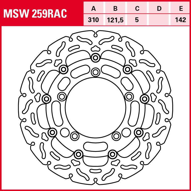 TRW Lucas Bremsscheibe RAC schwimmend MSW259RAC 310/121,5/142/5mm von TRW Lucas