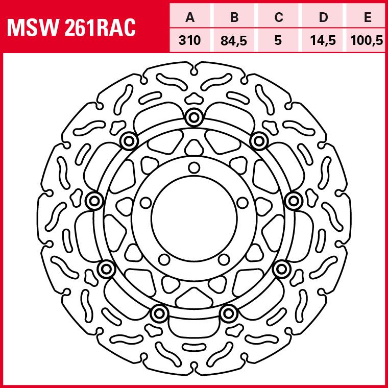 TRW Lucas Bremsscheibe RAC schwimmend MSW261RAC 310/84,5/100,5/5/14,5m von TRW Lucas