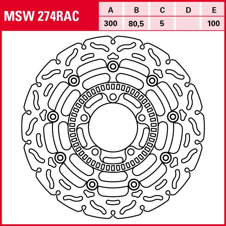 TRW Lucas Bremsscheibe RAC schwimmend MSW274RAC 300/80,5/100/5mm von TRW Lucas