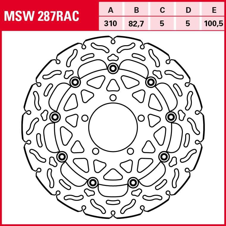 TRW Lucas Bremsscheibe RAC schwimmend MSW287RAC 310/82,7/100,5/5/5mm von TRW Lucas