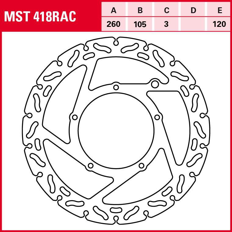 TRW Lucas Bremsscheibe RAC starr MST418RAC 260/105/120/3mm von TRW Lucas