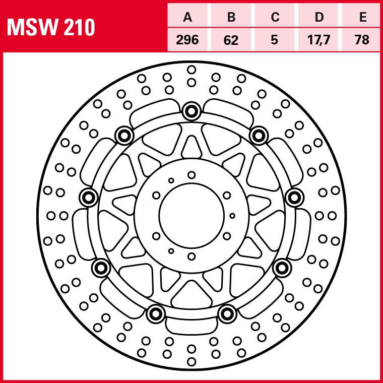 TRW Lucas Bremsscheibe Street schwimmend MSW210 296/62/78/5/17,7mm von TRW Lucas