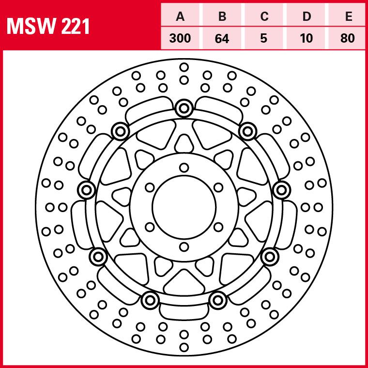 TRW Lucas Bremsscheibe Street schwimmend MSW221 300/64/80/5/10mm von TRW Lucas