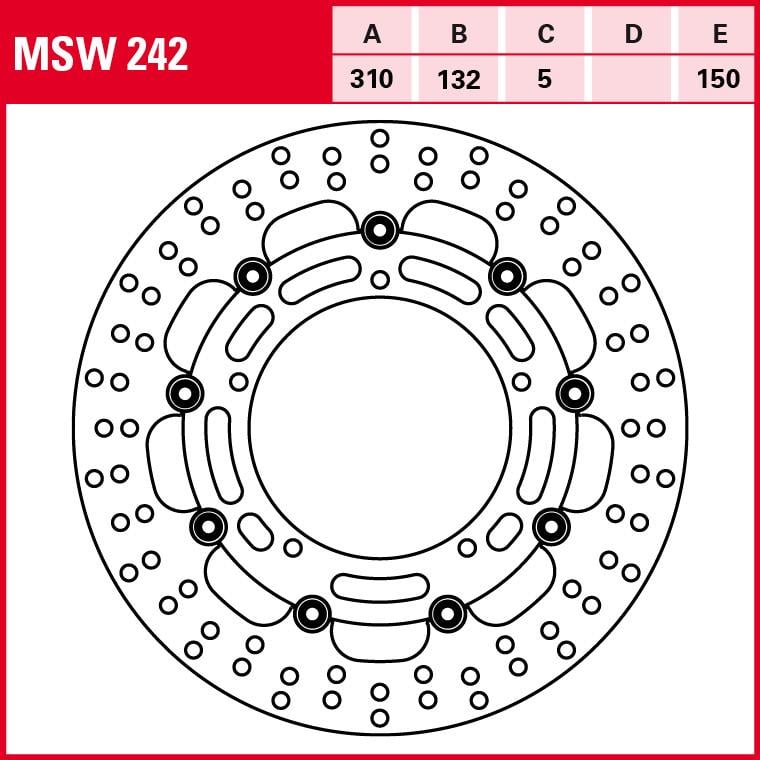 TRW Lucas Bremsscheibe Street schwimmend MSW242 310/132/150/5mm von TRW Lucas