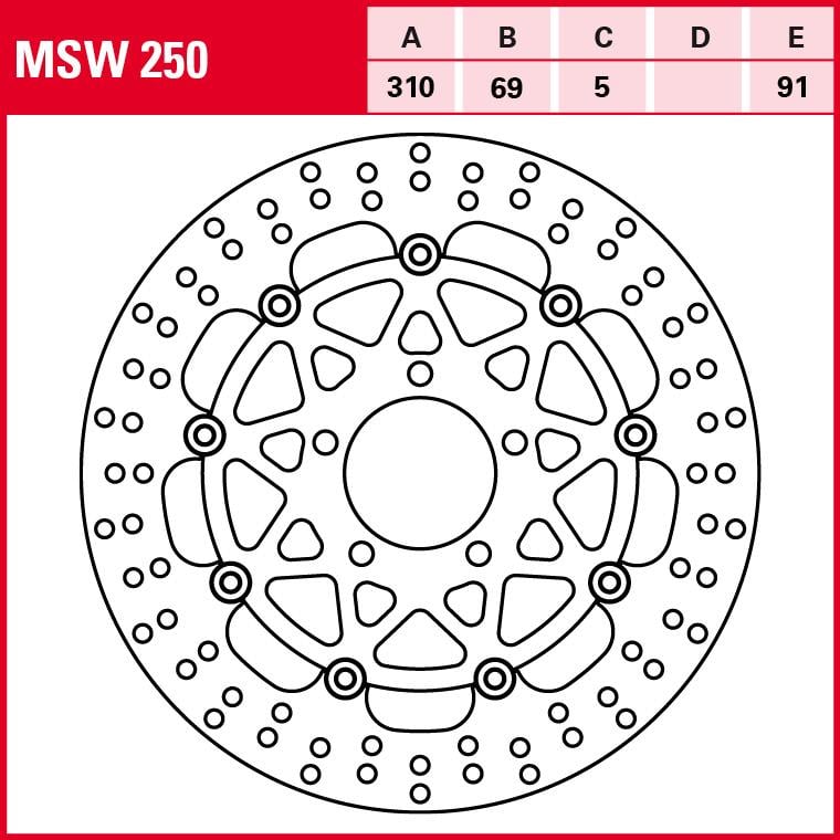 TRW Lucas Bremsscheibe Street schwimmend MSW250 310/69/91/5mm von TRW Lucas