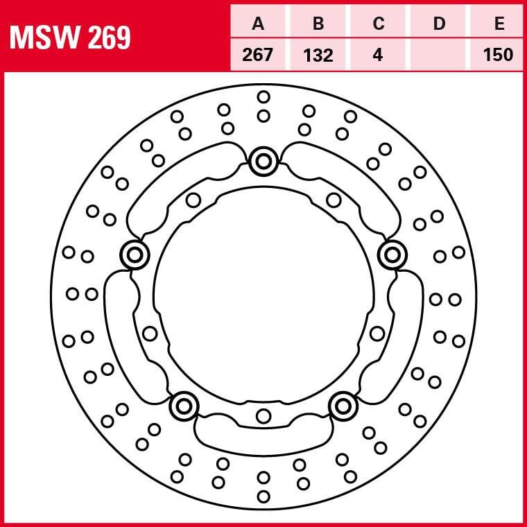 TRW Lucas Bremsscheibe Street schwimmend MSW269 267/132/150/4mm von TRW Lucas