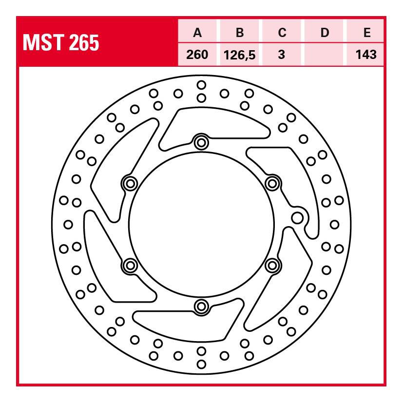 TRW Lucas Bremsscheibe Street starr MST265 260/126,5/143/3mm von TRW Lucas