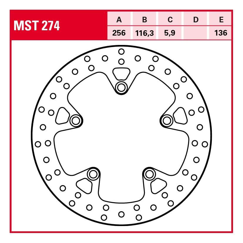 TRW Lucas Bremsscheibe Street starr MST274 256/116,3/136/5,9mm von TRW Lucas