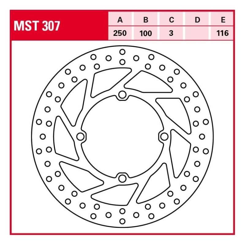 TRW Lucas Bremsscheibe Street starr MST307 250/100/116/3mm von TRW Lucas
