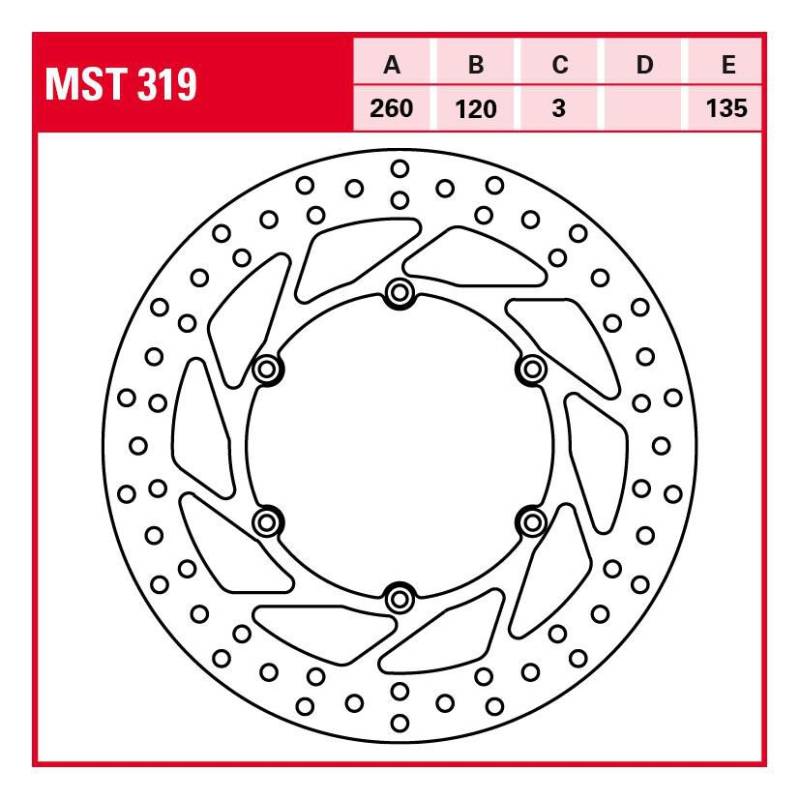 TRW Lucas Bremsscheibe Street starr MST319 260/120/135/3mm von TRW Lucas