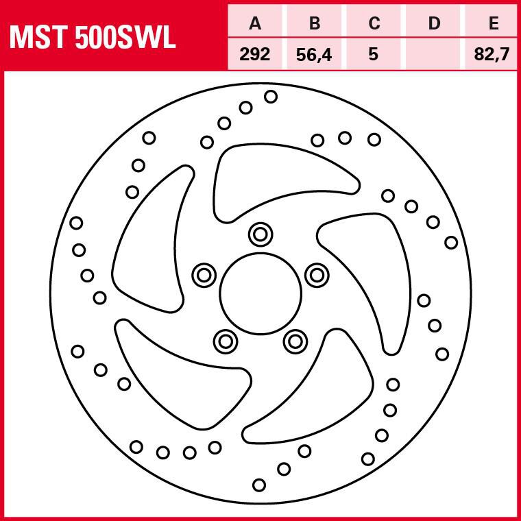 TRW Lucas Bremsscheibe Street starr MST500SWL 292/56,4/82,7/5mm von TRW Lucas