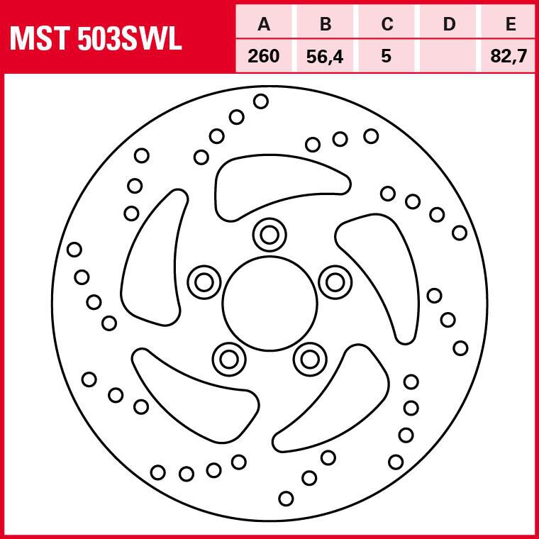 TRW Lucas Bremsscheibe Street starr MST503SWL 260/56,4/82,7/5mm von TRW Lucas