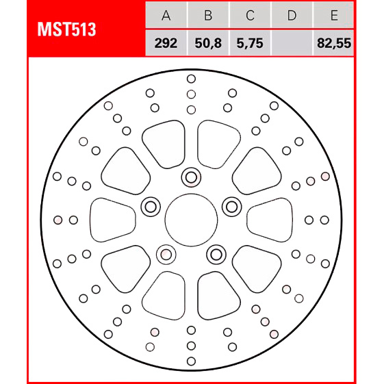 TRW Lucas Bremsscheibe Street starr MST513 292/50,8/82,55/5,75mm von TRW Lucas