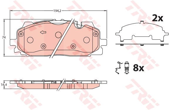 Bremsbelagsatz, Scheibenbremse Vorderachse TRW GDB2190 von TRW