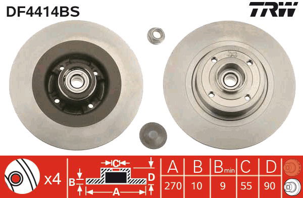 Bremsscheibe Hinterachse TRW DF4414BS von TRW