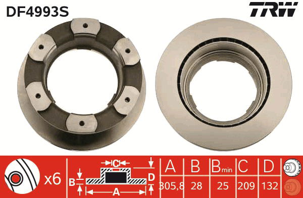 Bremsscheibe Hinterachse TRW DF4993S von TRW