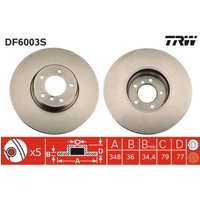 Bremsscheibe TRW DF6003S vorne, belüftet, hochkarbonisiert, 1 Stück von Trw