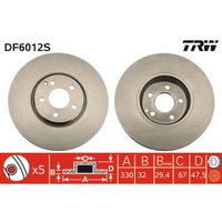 Bremsscheibe TRW DF6012S vorne, belüftet, 1 Stück von Trw