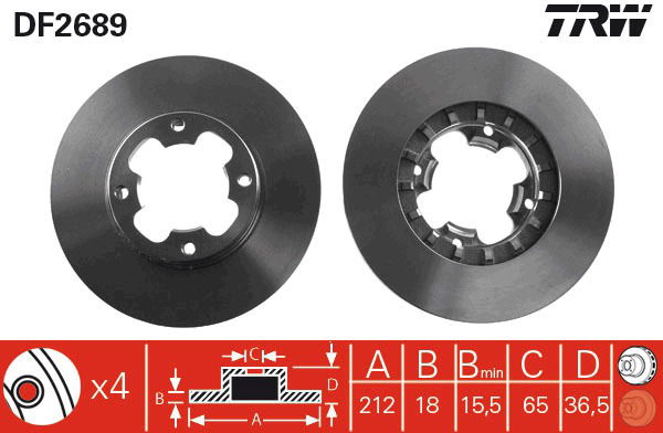 Bremsscheibe Vorderachse TRW DF2689 von TRW