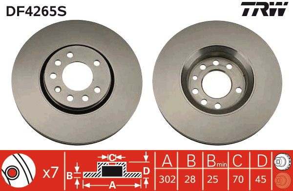 Bremsscheibe Vorderachse TRW DF4265S von TRW