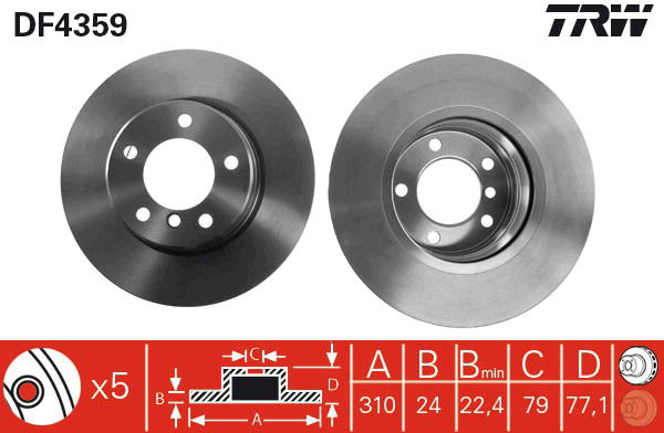 Bremsscheibe Vorderachse TRW DF4359 von TRW