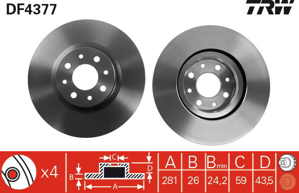 Bremsscheibe Vorderachse TRW DF4377 von TRW