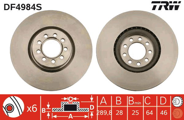 Bremsscheibe Vorderachse TRW DF4984S von TRW