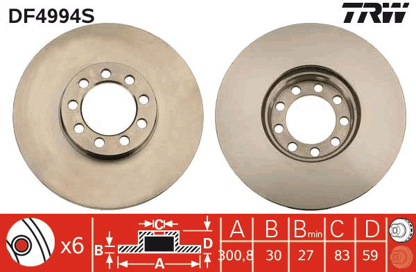 Bremsscheibe Vorderachse TRW DF4994S von TRW